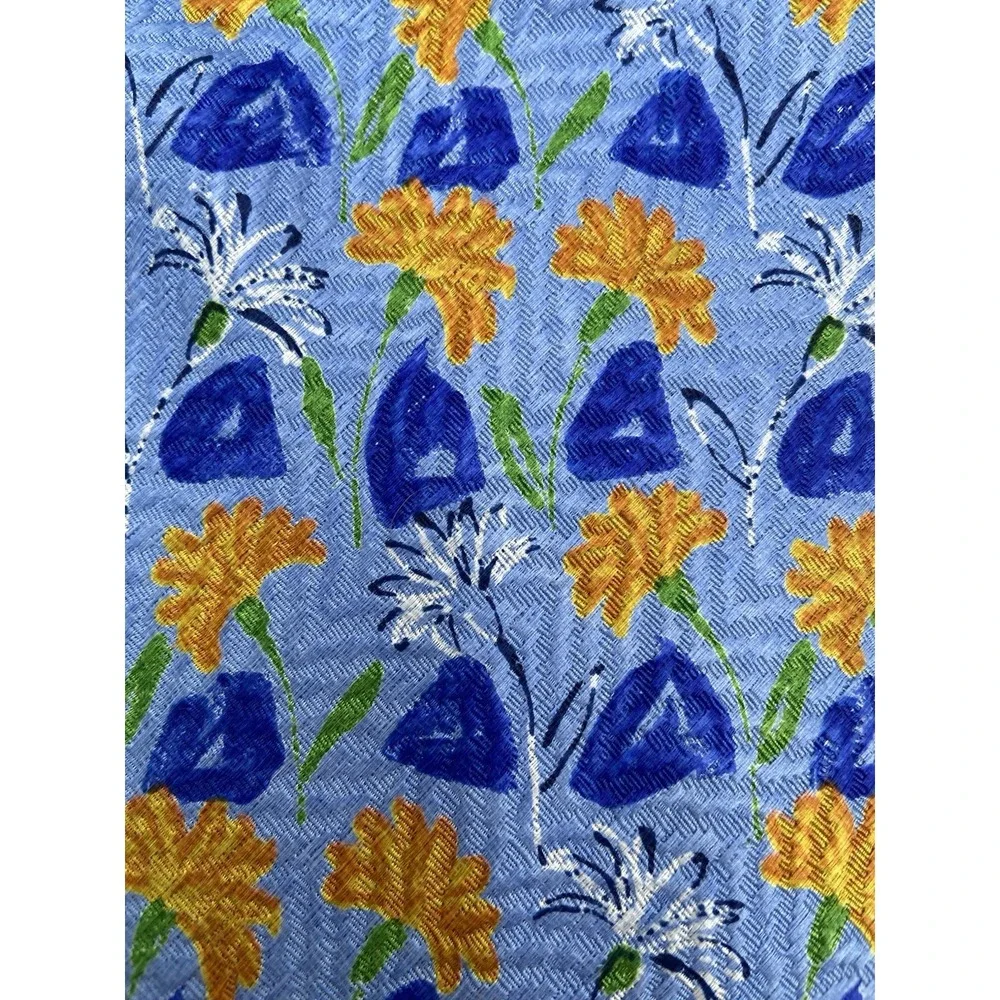 ERMENEGILDO ZEGNA Men's Tie 100% Silk ITALY Luxury FLORAL Blue/Orange EUC